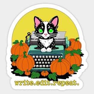 write edit repeat Halloween Cat Sticker